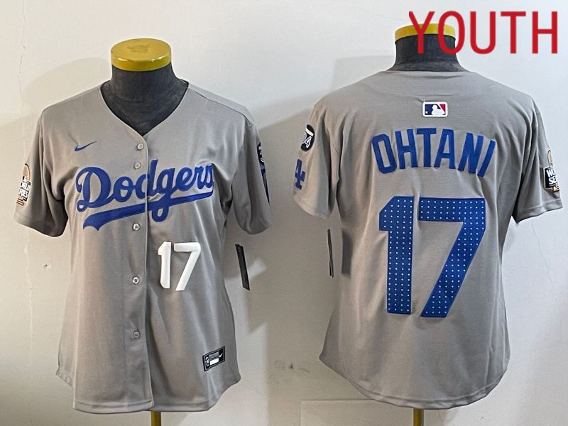 Youth Los Angeles Dodgers #17 Ohtani Grey Game 2024 Nike MLB Jersey style 12054